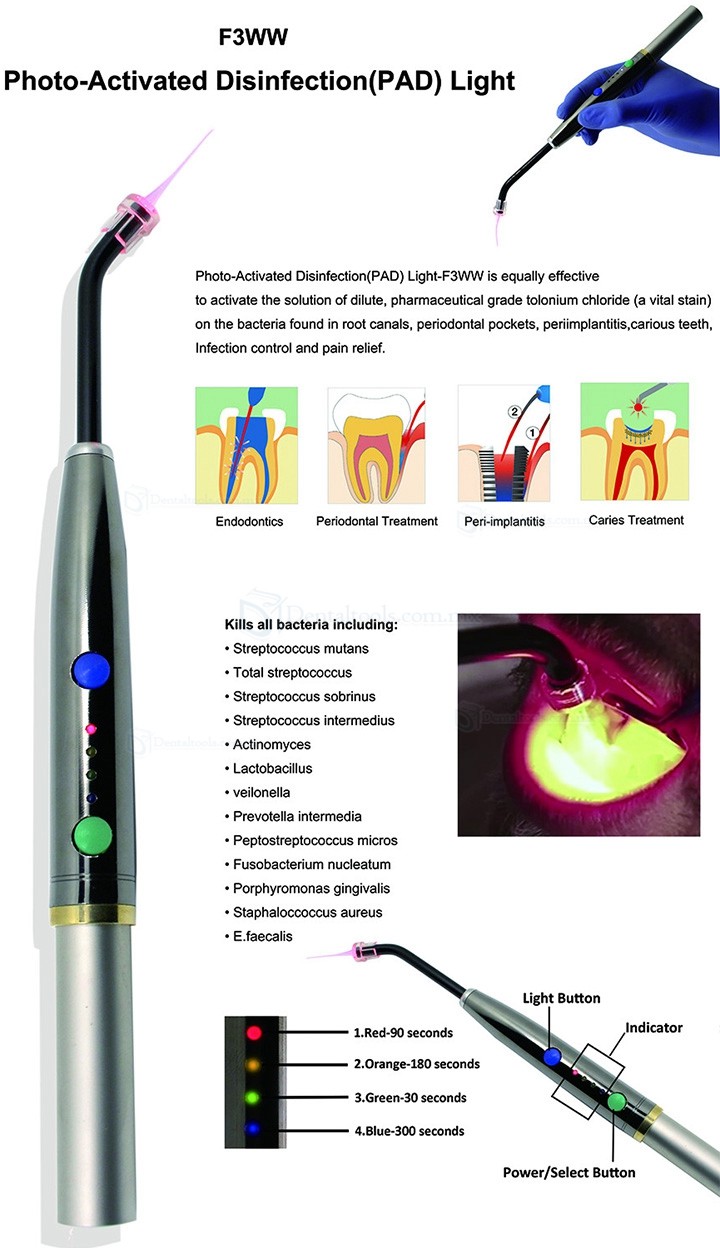 Láser de Tejido Blando Dental Láser de Diodo de 650 nm Láser dental Desinfección Fotoactivada
