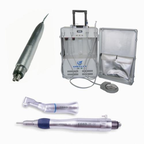 Greeloy® Unidad portátil GU-P204 + Dental Aire Escalador + YUSENDENT® Pieza de Mano Kit