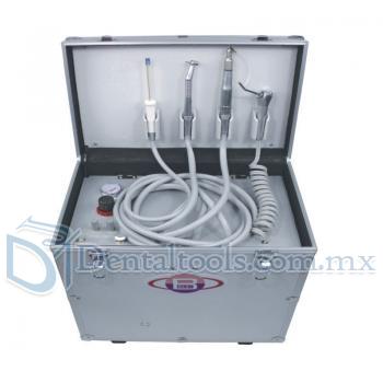 Unidad de Turbina dental portátil + compresor de aire + Sistema de aspiración + Triplex Jeringa