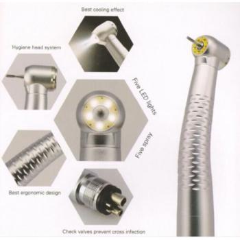 E-generador dental 5 LED auto-potencia E-generador de alta velocidad pieza de mano pulsador
