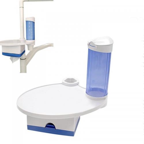 Soporte para almacenamiento de vasos + caja de pañuelos + placa de bandeja 3 en 1 para sillón dental