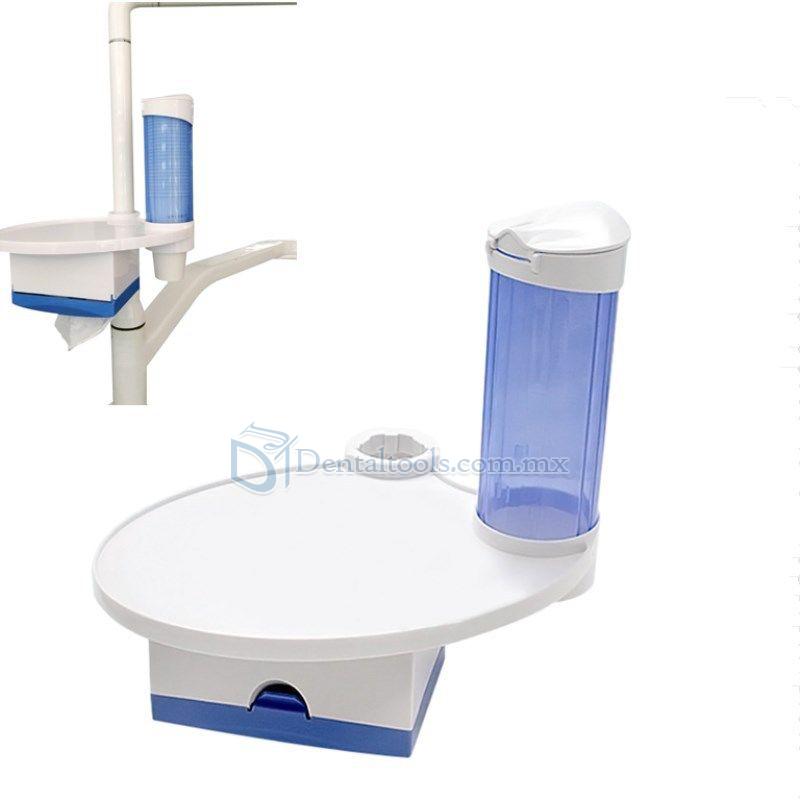 Soporte para almacenamiento de vasos + caja de pañuelos + placa de bandeja 3 en 1 para sillón dental