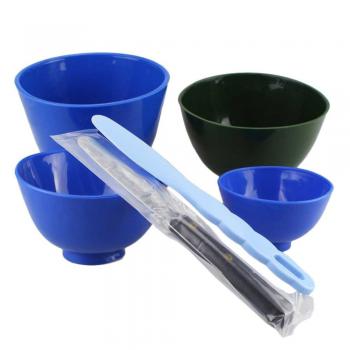 4Pcs Goma de Laboratorio Dental Bochas de Mezcla + 2 Espátulas