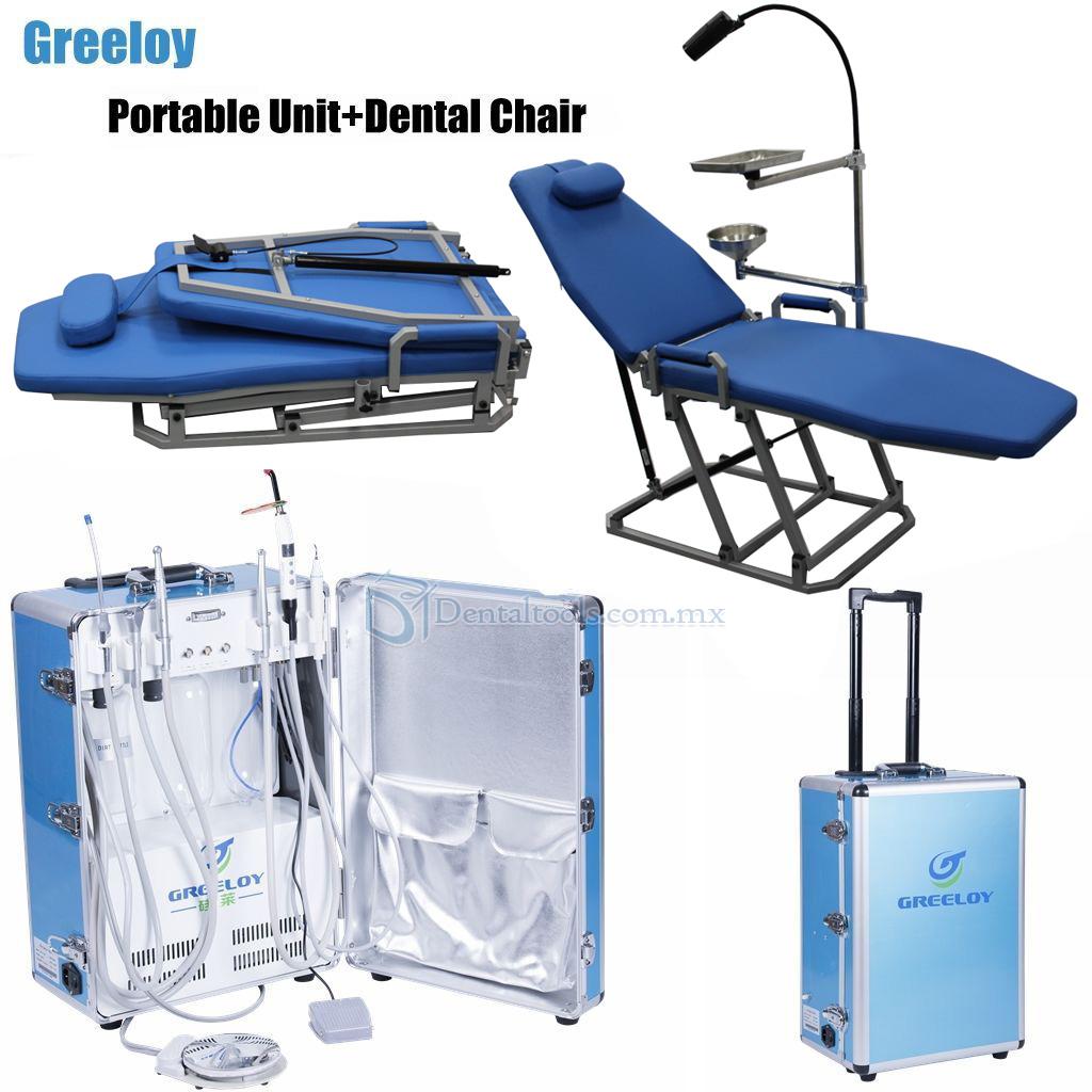 Greeloy Unidad Dental Portátil GU-P206 + GU-109 Sillón Dental Portátil + Bolsa de Almacenamiento Kit