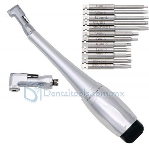 Kit de llave dinamométrica universal para implantes dentales con 12 destornilladores y 2 cabezales