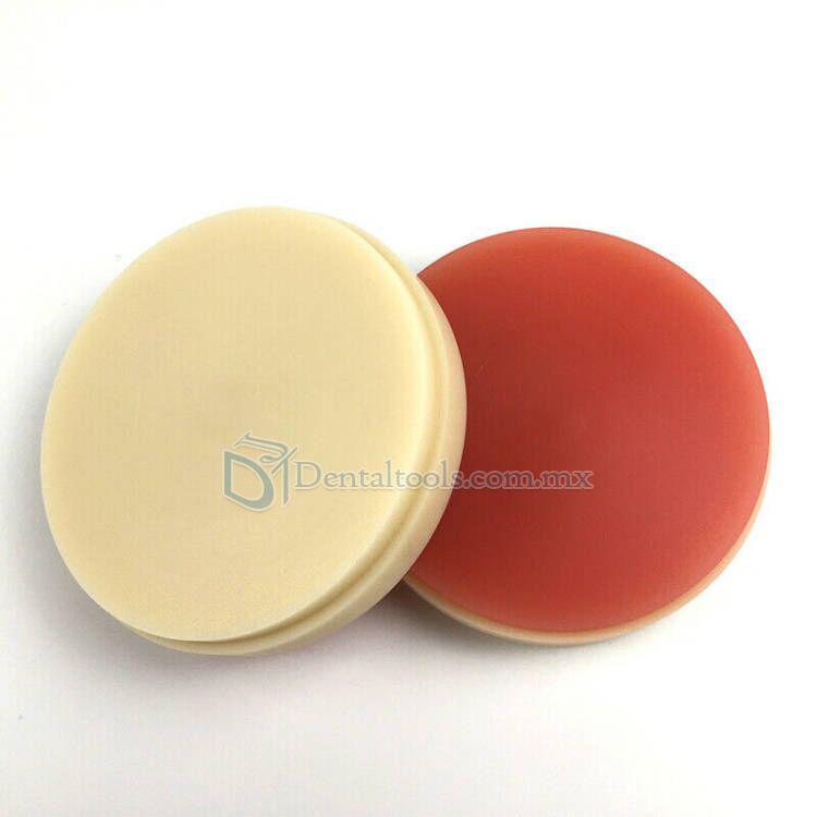 1 Pcs Disco de bloques de PMMA dental de dos colores A2 + rosa OD98 * 25 mm