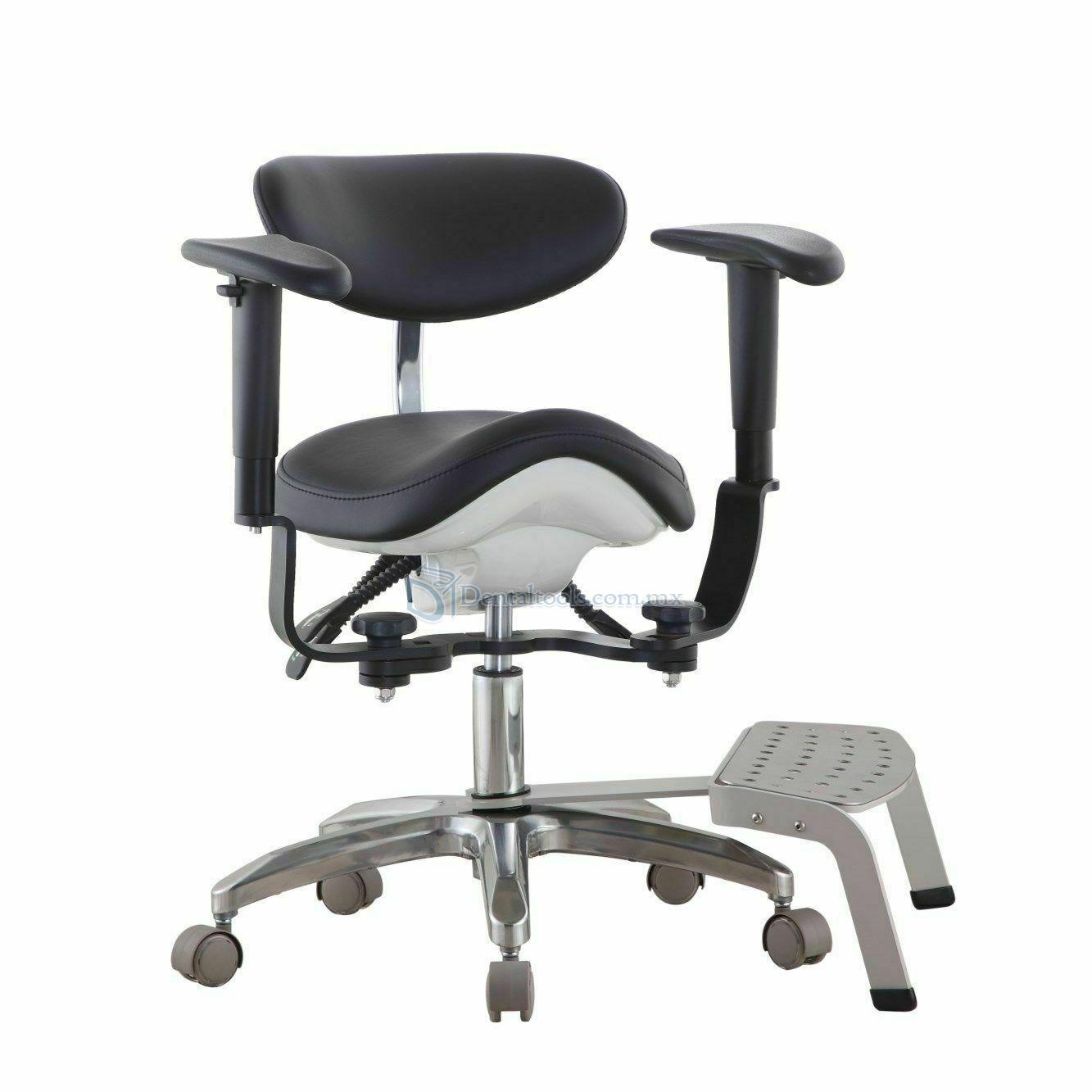 Qiyuan Taburete para microscopio dental backrest con respaldo, apoyabrazos y base del pie SDS-PB1