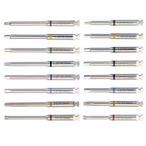 Destornilladores para Implantes Dentales Hexagonales para Pilares en Acero Inoxidable Largo y Corto