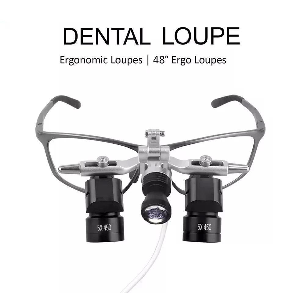 Lupa Ergonómica Dental 48°Abatible 4.0X/5.0X/6.0X con Lámpara LED de 5W y Distancia 350-450mm