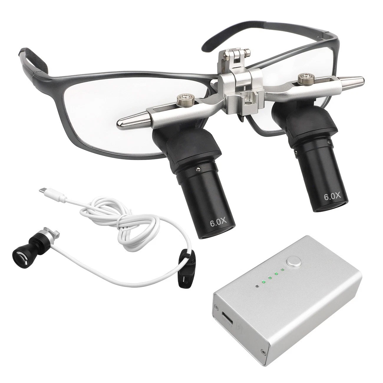 Lupa Ergonómica Dental 48°Abatible 4.0X/5.0X/6.0X con Lámpara LED de 5W y Distancia 350-450mm