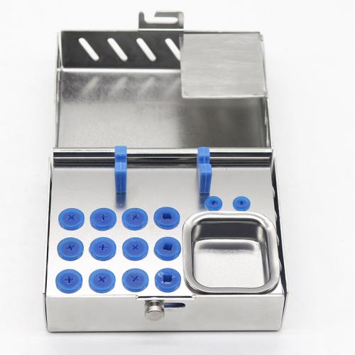 Caja mediana de acero inoxidable para instrumental de cirugía de implantes dentales