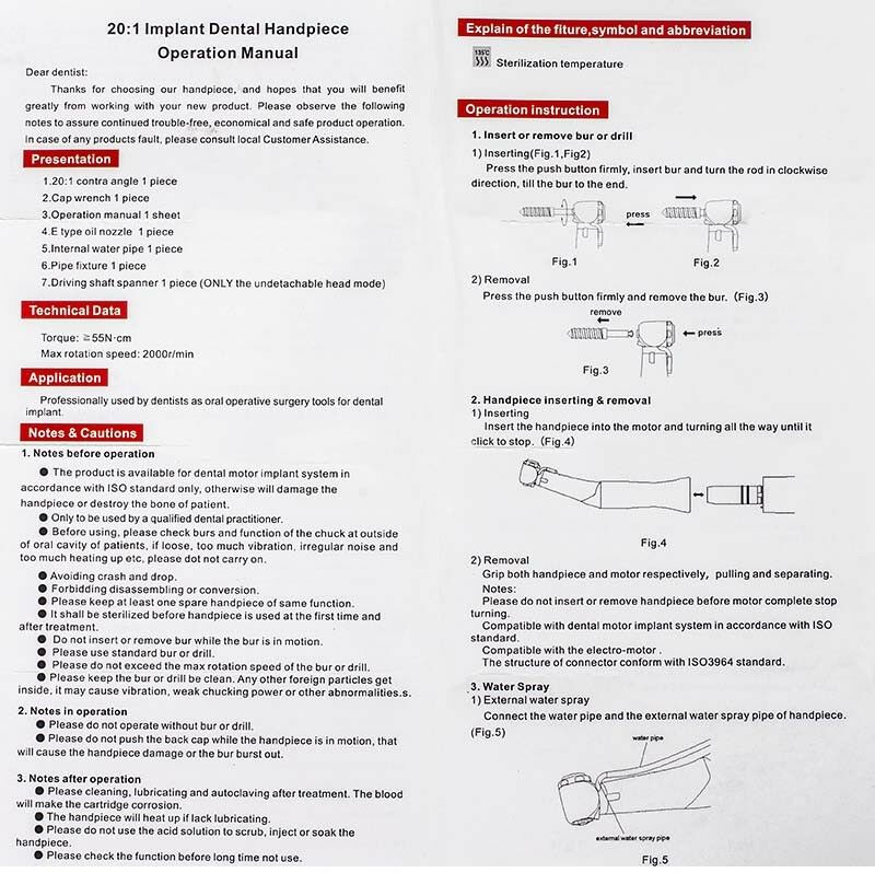 Tealth 3203CH Contraángulo reductor 20:1 desmontable para implantes