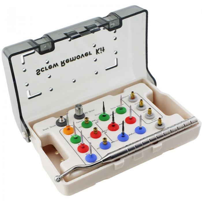 Kit extractor de tornillos fracturados para implantes dentales