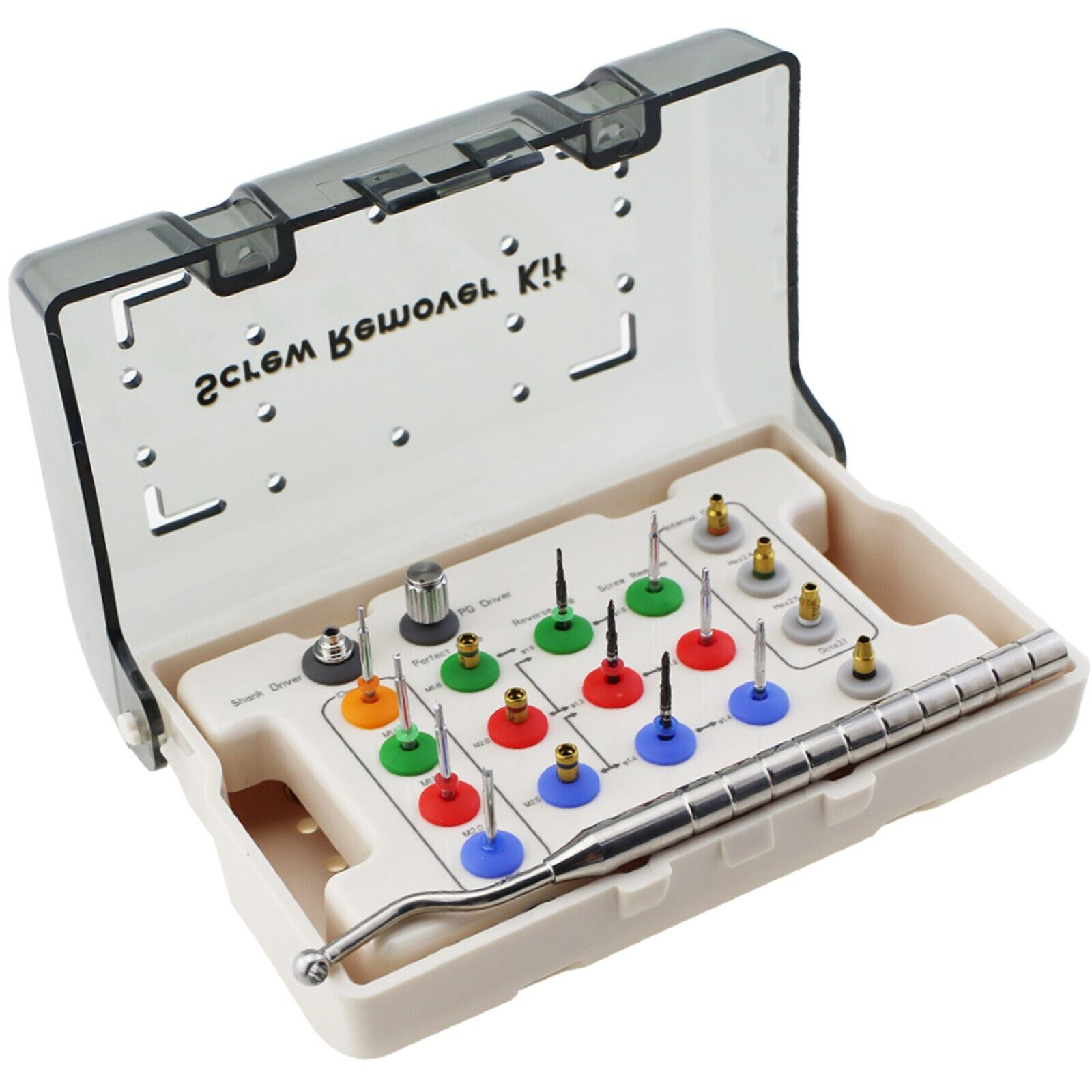 Kit extractor de tornillos fracturados para implantes dentales