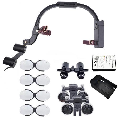 Lupas binoculares dentales 5X o 6X con luz LED 5W y lentes para presbicia