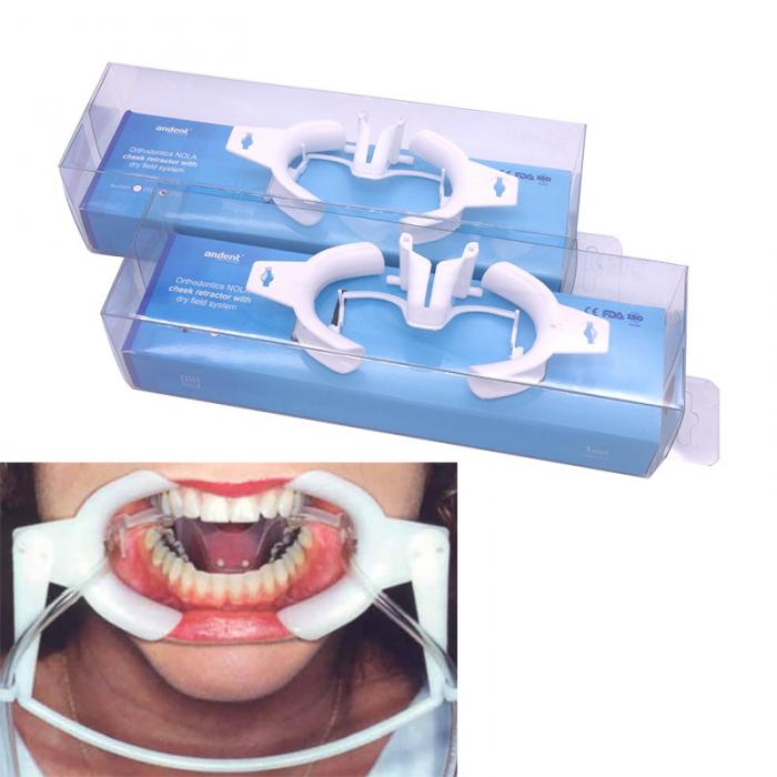 Abrebocas Dental con Retractor de Mejillas y Tubos de Aspiración de Saliva