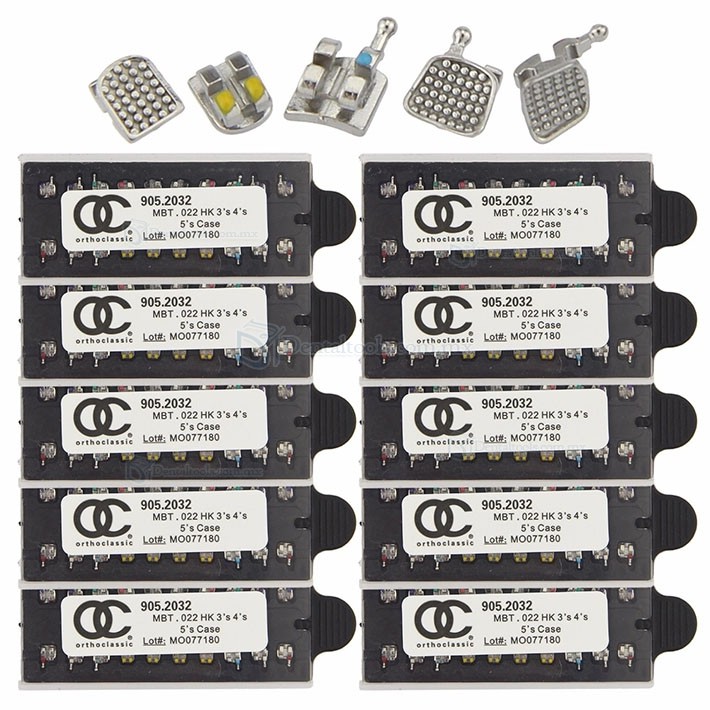 100 paquetes OC dentales de ortodoncia brackets metálico de las paréntesis MIM Mini Roth MBT 018 022 345