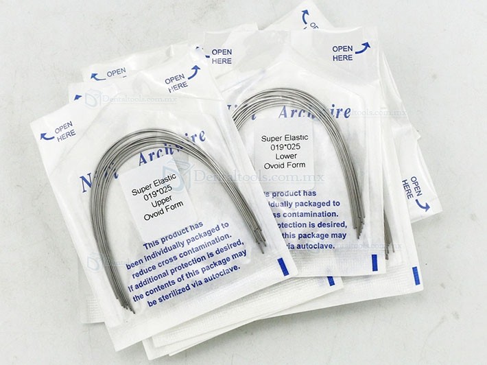 100 Paquetes de Ortodoncia Dental Super Elástico Arcos NiTi Ortodoncia Rectangular Ovoid U / L