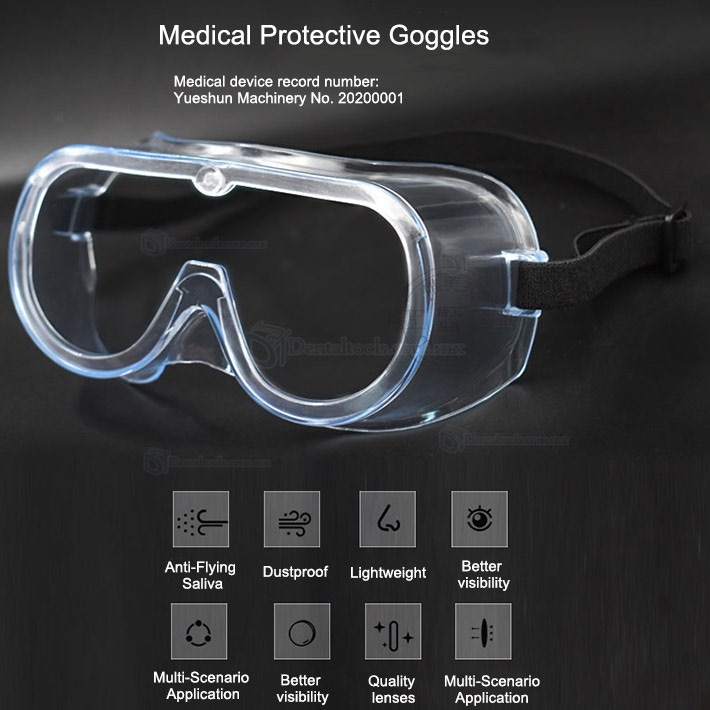 5Pcs Gafas Protectoras Médicas Protección contra Salpicaduras con Lentes Transparentes Antiniebla que Bloquean Saliva y 