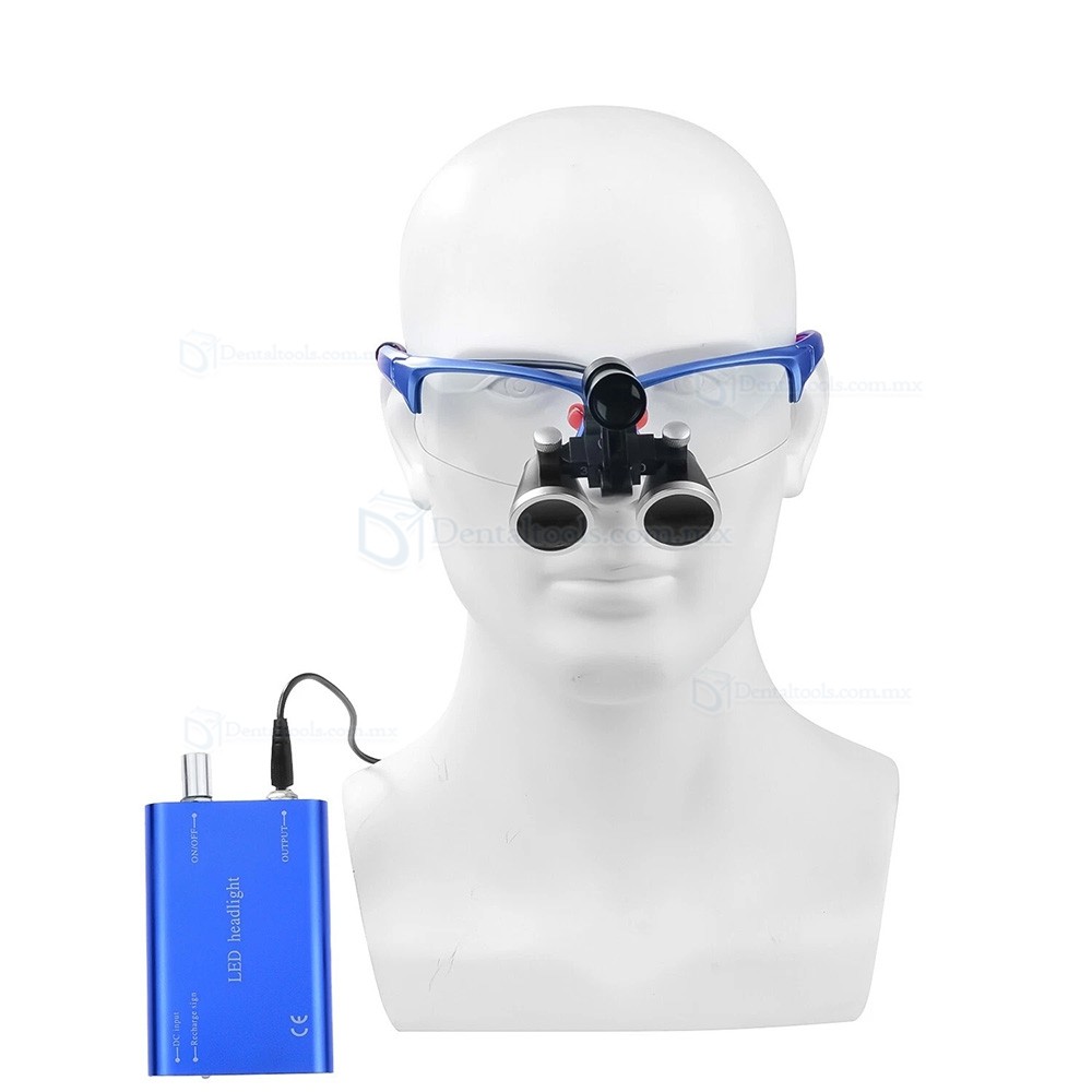 Lupas binoculares dentales 3.5X con luz LED de 5W y filtro &oacute;ptico