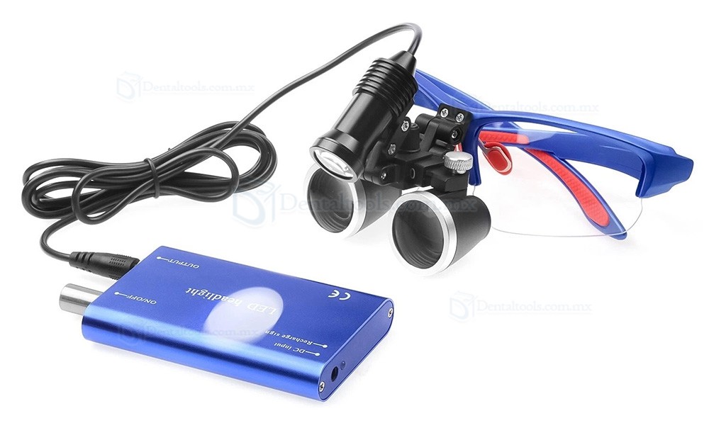 Lupas binoculares dentales 3.5X con luz LED de 5W y filtro &oacute;ptico