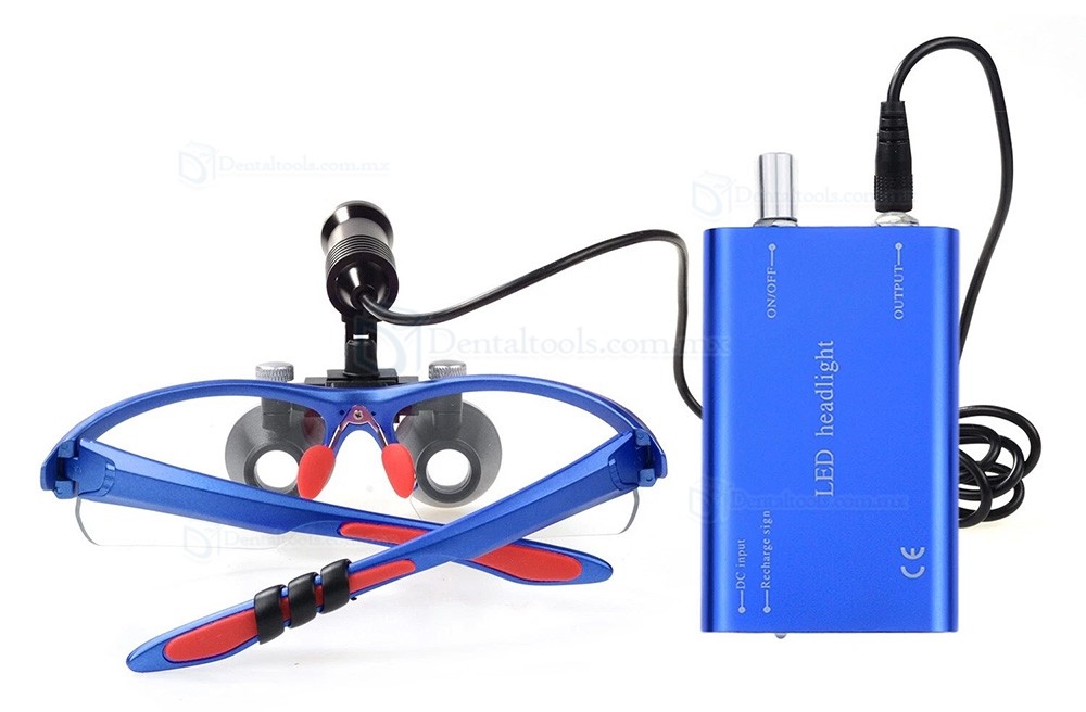 Lupas binoculares dentales 3.5X con luz LED de 5W y filtro &oacute;ptico