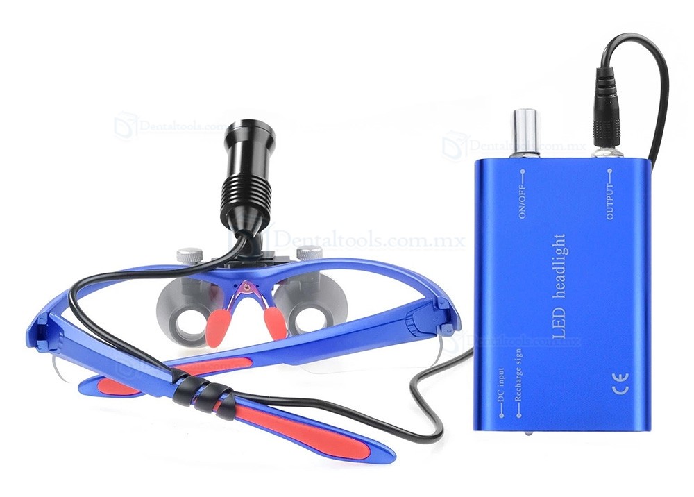Lupas binoculares dentales 3.5X con luz LED de 5W y filtro &oacute;ptico