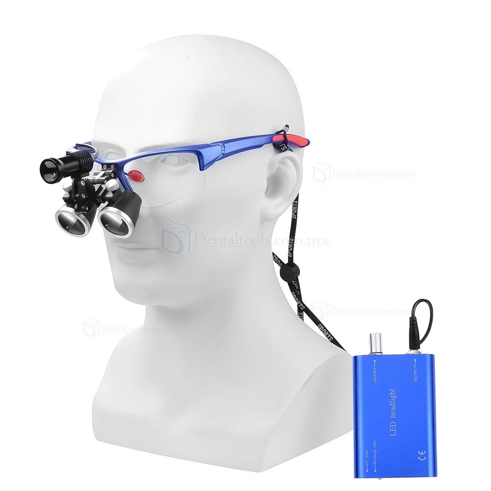 Lupas binoculares dentales 3.5X con luz LED de 5W y filtro &oacute;ptico