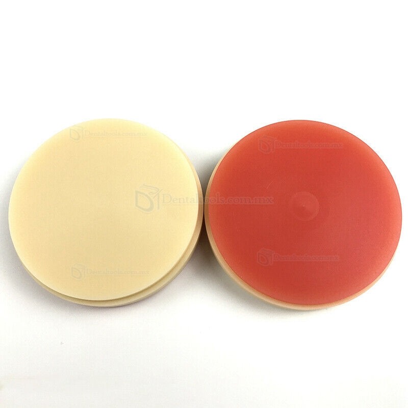 1 Pcs Disco de bloques de PMMA dental de dos colores A2 + rosa OD98 * 25 mm