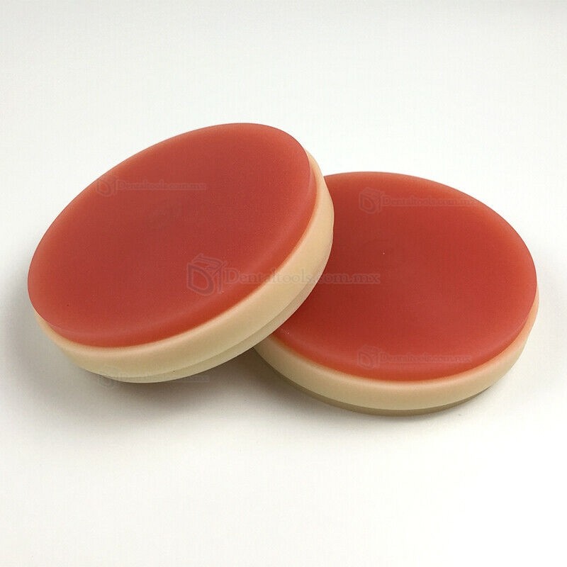 1 Pcs Disco de bloques de PMMA dental de dos colores A2 + rosa OD98 * 25 mm