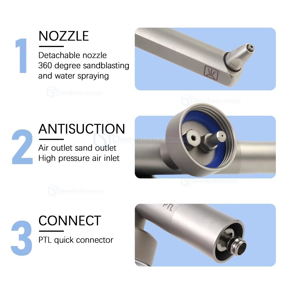 Microarenador intraoral de óxido de aluminio con conexión de 4 orificios Microarenador intraoral de óxido de aluminio con conexión de 4 orificios