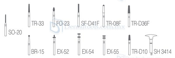 12pcs Burs Para Cerámica Dientes corona anterior y Preparación Molares