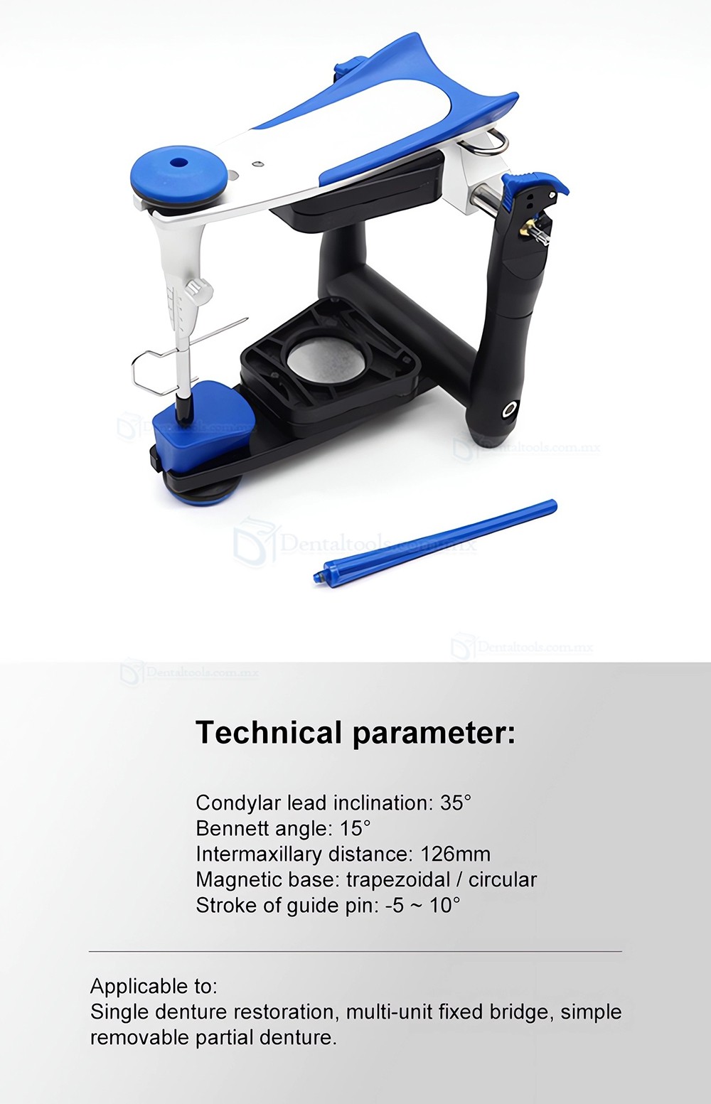 Articulador Dental de Laboratorio BN Valor Promedio Compatible con Placas de Montaje Artex y Amann Girrbach