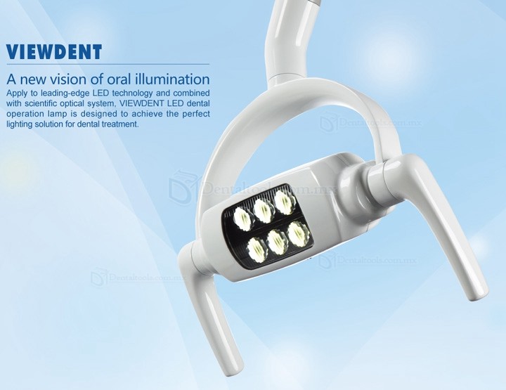 Lámpara bucal dental montada en techo lámpara operatoria LED examen sin sombras 6 LED con brazo