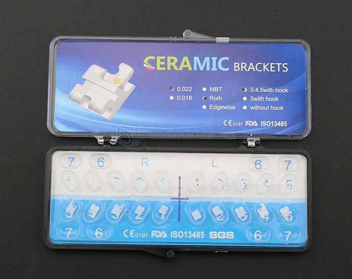 5 paquete dentales Ortodoncia Bracket de cerámica del soporte ROTH 022 345 ganchos