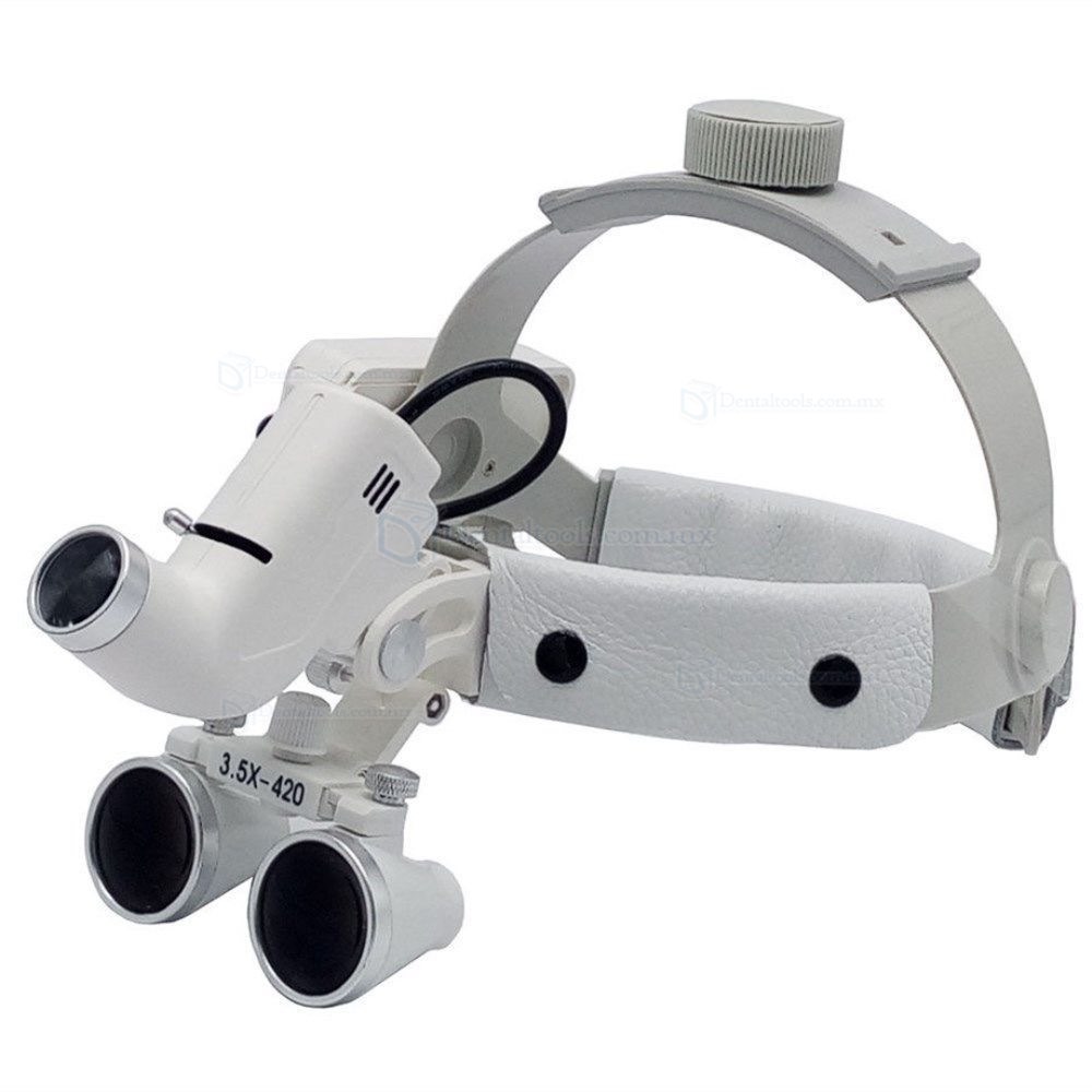Dental frontoluz quirurgico led 3.5X420mm cuero diadema médico dentista lupa con luz DY-106 Dental frontoluz quirurgico led 3.5X420mm cuero diadema médico dentista lupa con luz DY-106