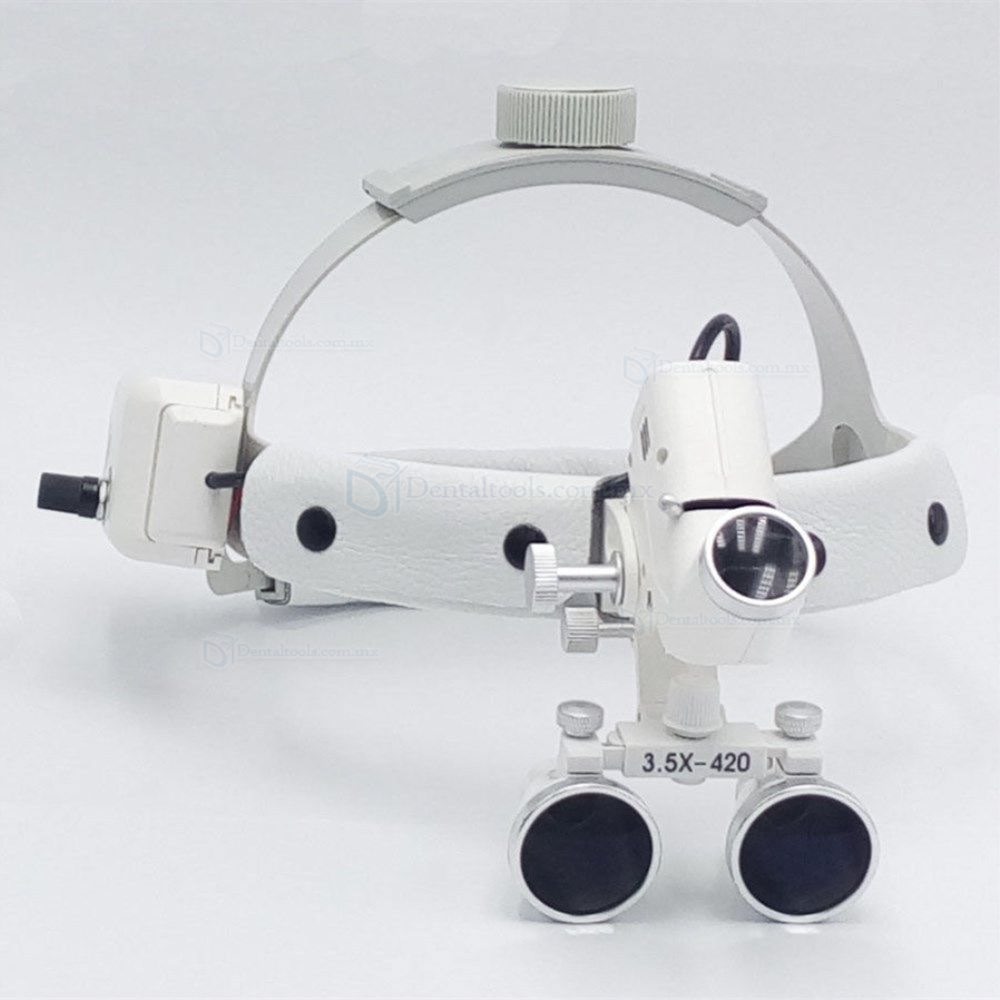 Dental frontoluz quirurgico led 3.5X420mm cuero diadema médico dentista lupa con luz DY-106 Dental frontoluz quirurgico led 3.5X420mm cuero diadema médico dentista lupa con luz DY-106