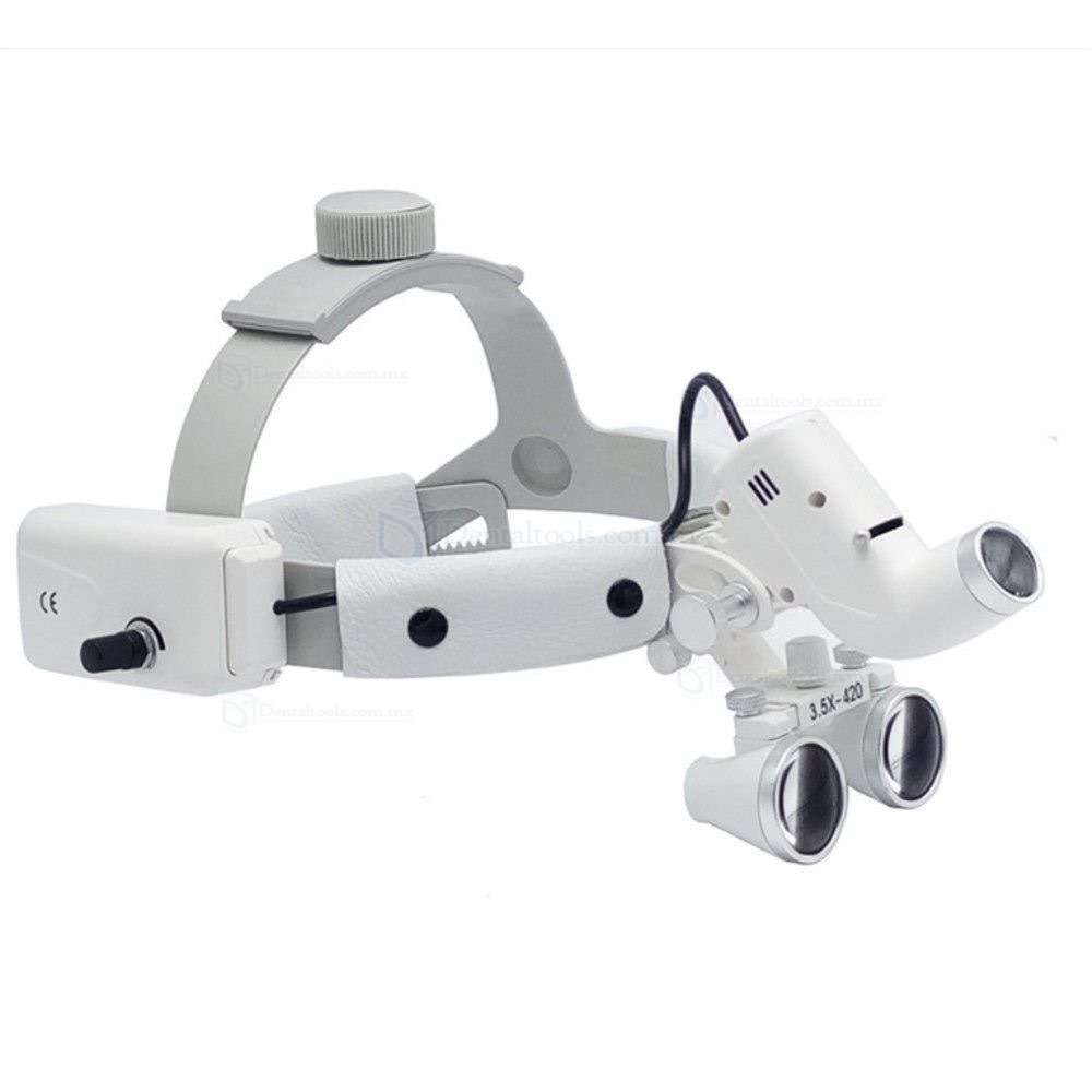Dental frontoluz quirurgico led 3.5X420mm cuero diadema médico dentista lupa con luz DY-106 Dental frontoluz quirurgico led 3.5X420mm cuero diadema médico dentista lupa con luz DY-106