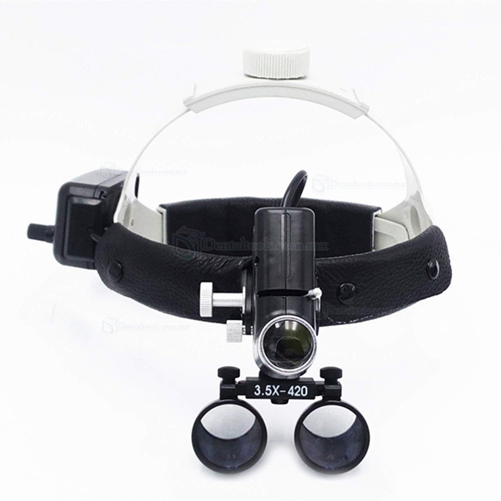 Dental frontoluz quirurgico led 3.5X420mm cuero diadema médico dentista lupa con luz DY-106 Dental frontoluz quirurgico led 3.5X420mm cuero diadema médico dentista lupa con luz DY-106