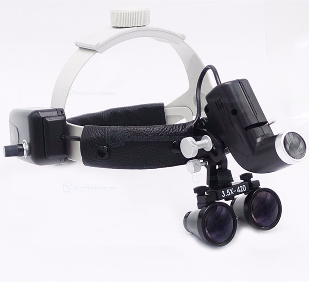 Dental frontoluz quirurgico led 3.5X420mm cuero diadema médico dentista lupa con luz DY-106 Dental frontoluz quirurgico led 3.5X420mm cuero diadema médico dentista lupa con luz DY-106