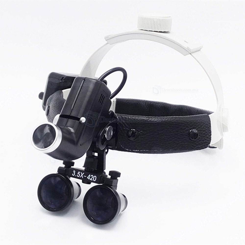 Dental frontoluz quirurgico led 3.5X420mm cuero diadema médico dentista lupa con luz DY-106 Dental frontoluz quirurgico led 3.5X420mm cuero diadema médico dentista lupa con luz DY-106