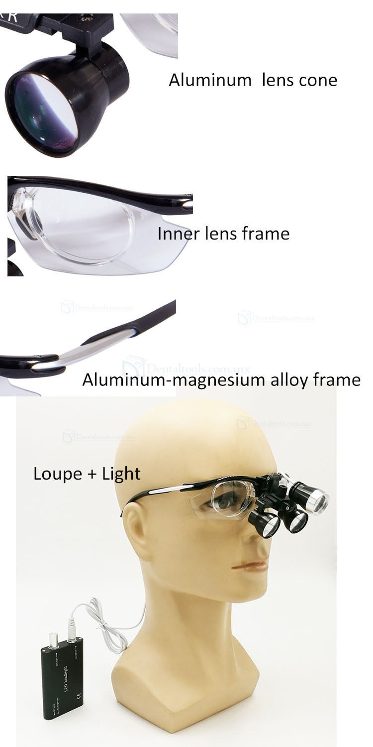 DY-112 Lupas binoculares dentales 3.5X con armazón de aluminio DY-112 Lupas binoculares dentales 3.5X con armazón de aluminio