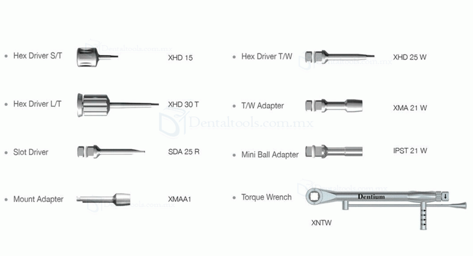 Dentium XIP Conjunto de instrumentos de implante de restauración protésica dental con destornilladores de llave dinamométrica