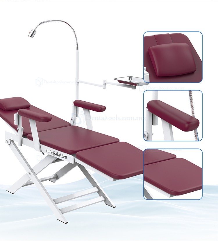 Sill&oacute;n Dental Plegable Port&aacute;til Sill&oacute;n Dental Plegable con Luz LED y Bandeja