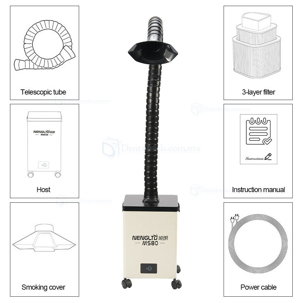 Extractor de humos de soldadura portátil Filtro de humo de soldadura de cabezal flexible Absorbedor de un solo cabezal MS80