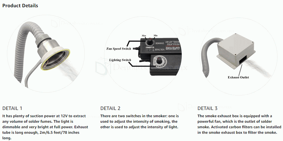 30W Extractor de humos de soldadura, extractor de humos de soldadura