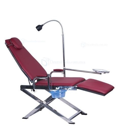 Dental Portable Folding Chair GU-P109S with LED Light Lamp + Waste Basin + Tray