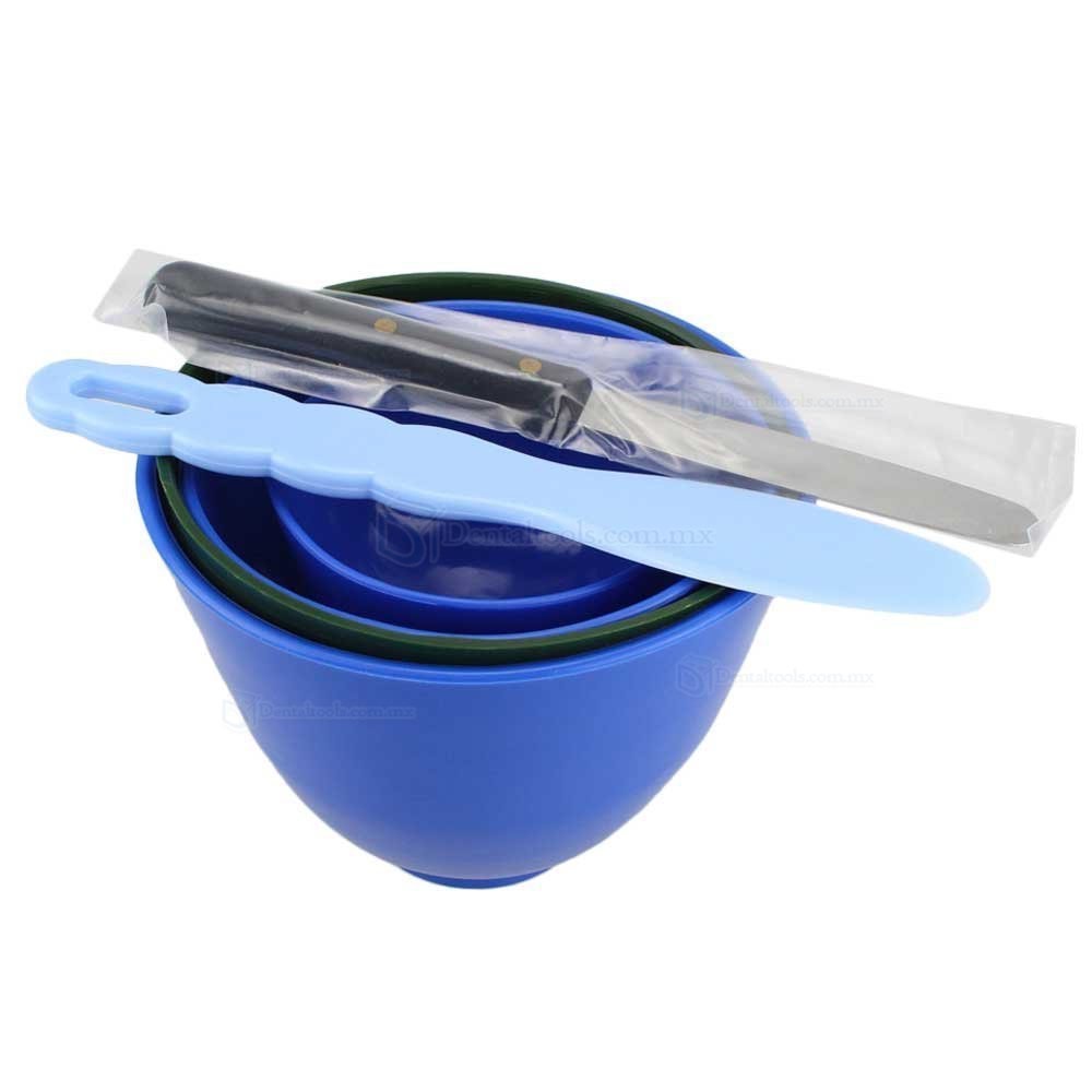 4Pcs Goma de Laboratorio Dental Bochas de Mezcla + 2 Espátulas