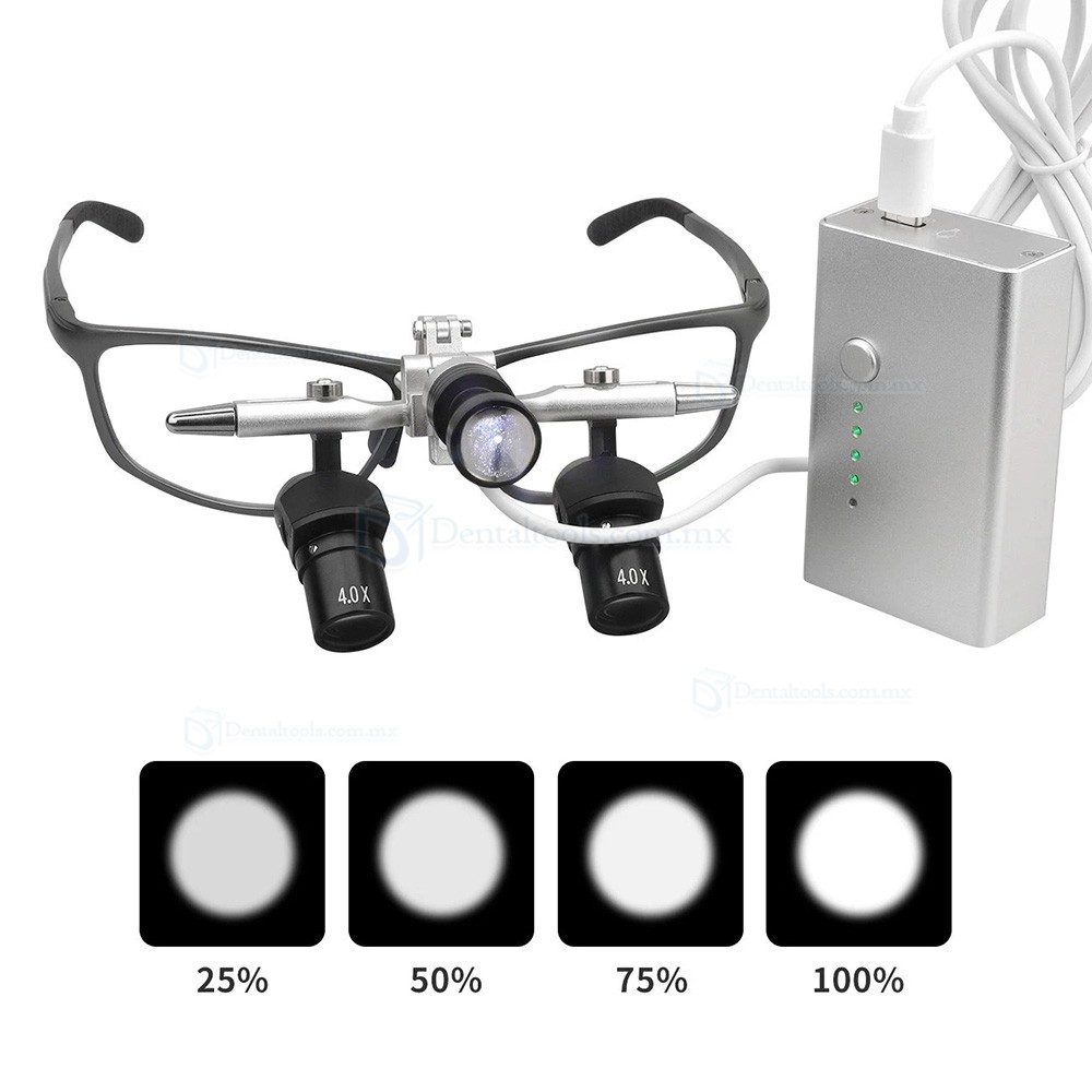 Lupa Ergon&oacute;mica Dental 48&deg;Abatible 4.0X/5.0X/6.0X con L&aacute;mpara LED de 5W y Distancia 350-450mm