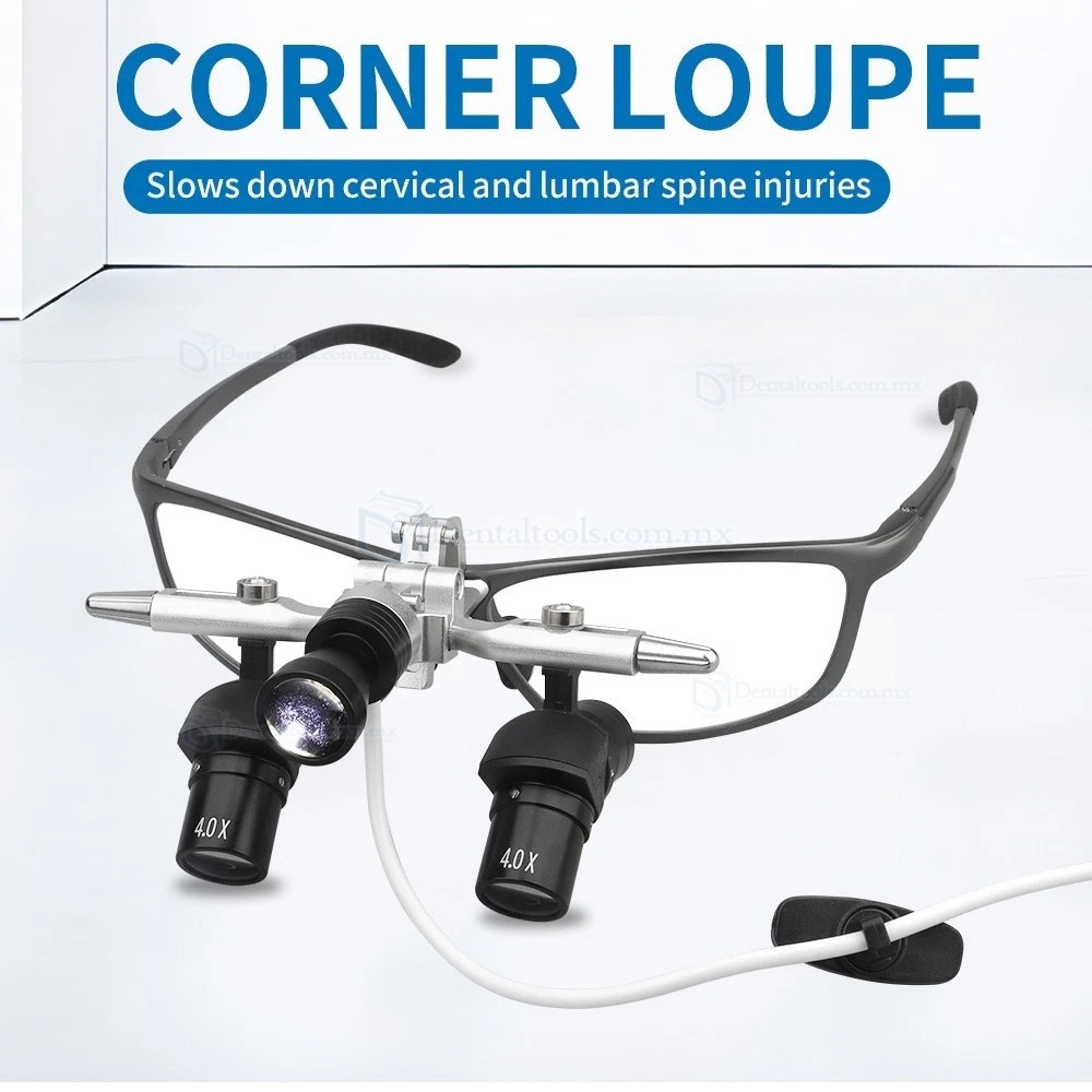 Lupa Ergon&oacute;mica Dental 48&deg;Abatible 4.0X/5.0X/6.0X con L&aacute;mpara LED de 5W y Distancia 350-450mm